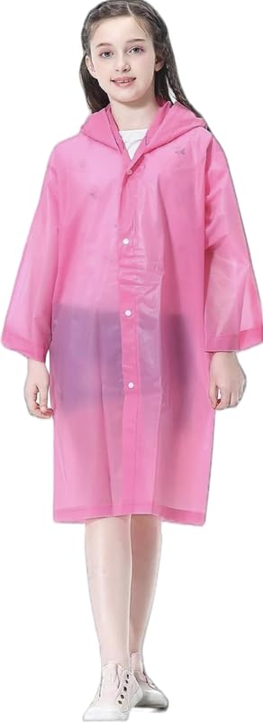 Zeki Plain Raincoats for Kids, Reusable Rain Ponchos with Hood and Sleeves Rain Coats for Boys and Girls (Universal, Pink) (Multisize) Zeki Plain Raincoats for Kids, Reusable Rain Ponchos with Hood and Sleeves Rain Coats for Boys and Girls (Universal, Pink) (Multisize)
