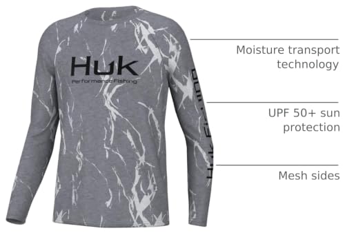 Image of HUK Kids Pursuit Pattern Long Sleeve Shirt, Fishing Shirt for Kids