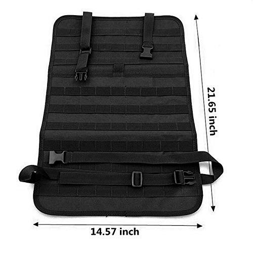FIRECLUB Car Seat Back Organizer, Tactical MOLLE Vehicle Panel Car Seat Cover Protector Universal Fit (black-car-set)