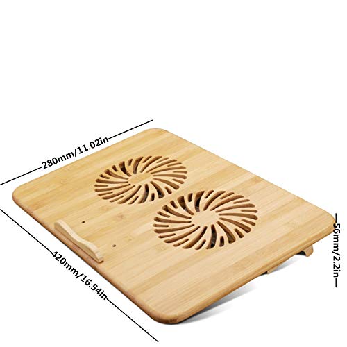 Base de refrigeración para laptop con ventiladores y estructura de bambú miniatura 7