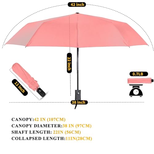 MRTLLOA 42/49 Inch Compact Windproof Travel Umbrella for Rain, Lightweight, Portable, Automatic, Strong, Waterproof Folding Umbrellas for Women, Men and Teenagers