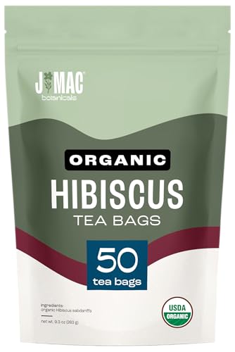 J Mac Botanicals Organic Hibiscus Tea Bags 50 Count