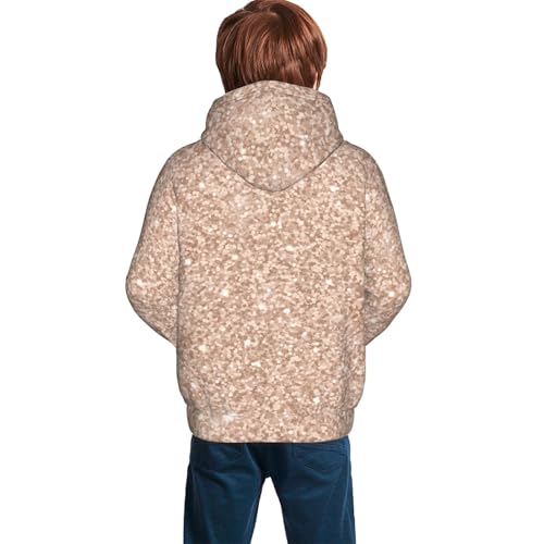 Beige Sparkling Glitter Kid Hoodies Boys Sweatshirts Girls Pullover with Pocket4