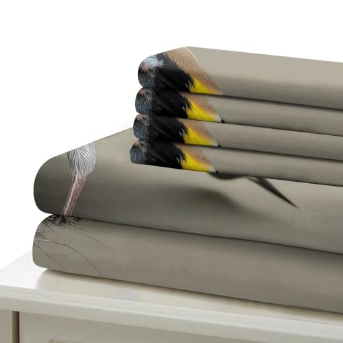 Parure de lit oiseau vintage microfibre résistante avec fermeture éclair