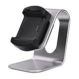 VIGOSS Compatible Fitbit Versa Charger, Premium Aluminum Fitbit Versa Charging Stand Dock Station Cradle Charging Clip Silicone Bracket USB Charger Cable for Fitbit Versa Smartwatch (Silver)