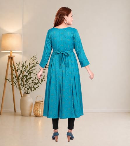 Image of B2F Women's Cotton Rayon A-Line Feeding Kurta Maternity Kurta, Feeding Kurti with Zip