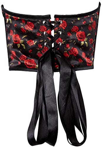 Daisy Corsets Women's Red Roses Satin Open Cup Waist Cincher Corset, Black, Small - Image 4