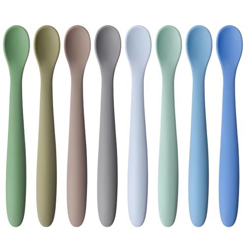 Image of HAKSEN 8PCS Silicone Feeding Spoons, Baby and Infant Spoons for First Stage