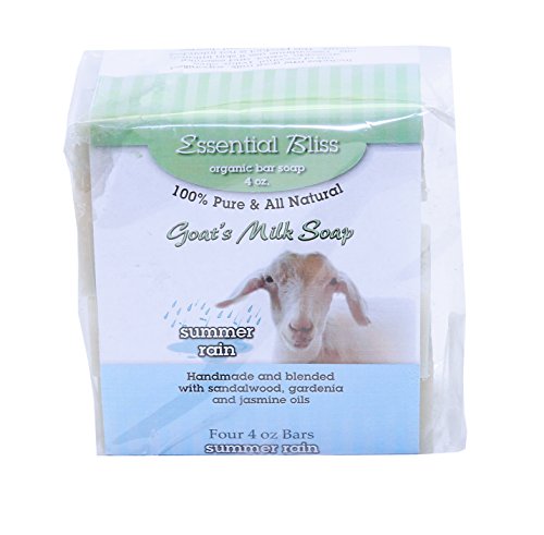 All Natural Handmade Goat Milk Soap (4-Pack) Summer Rain 4 Four Ounce Bars Good for your Skin Wonderful Fragrance. Full Refund if not Delighted!