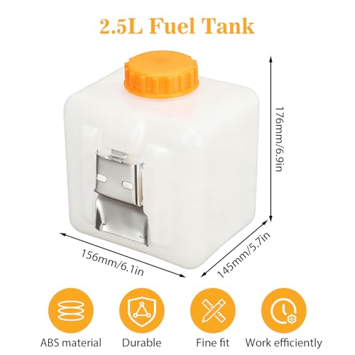 Tissting Kraftstoff Benzin Öltank 2,5L Kunststoff Kraftstofftank mit Öldüse und Metall Halterung, Universal Ölkanister Öl Benzin Tank für PKW LKW Luftparkheizung
