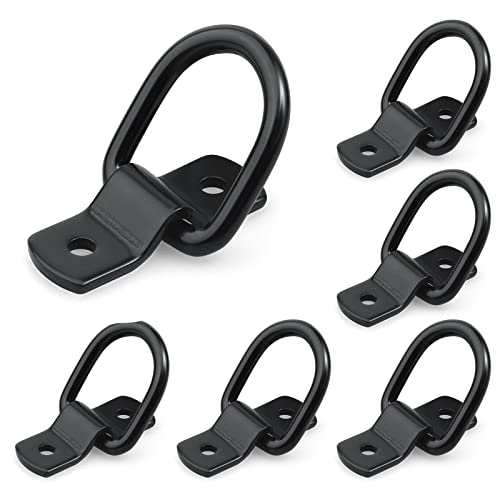 Moollyfox 6 Piezas Anillos de Amarre, Anillo de Anclaje D de Acero Inoxidable, Argollas de Amarre con Tornillos y Soporte - Carga 400KG - Anclaje de Amarre de Anillo D para Remolques, Barcos, Camiones