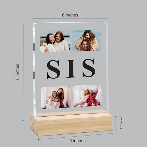 Image of Giftplease Customized Photo Frame with Text & Wooden Stand | Personalised Printed Photo Frame Gift for Sister | Birthday, Tabletop D cor | Customized Photo Gift (6x8 Inches) SIS 04
