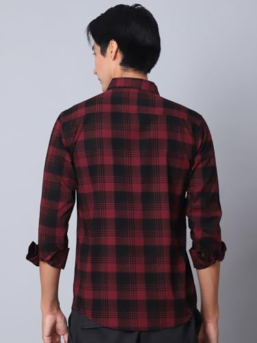 Image of Majestic Man Comfort Cotton Slim Fit Checked Casual Shirt for Men