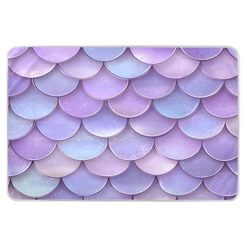 Takiito Lavender Mermaid Scales Bed Pad Reusable Bed Underpad Washable Waterproof Leak-Proof Quick Dry Incontinence Pee Pad for Toddlers Kids Adults Pets 34x52 in