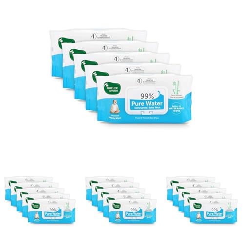 Image of Mother Sparsh 99% Pure Water (Unscented) Baby Wipes I Natural Plant Made Cloth - Super Thick I 72 pcs /Pack - Pack of 20