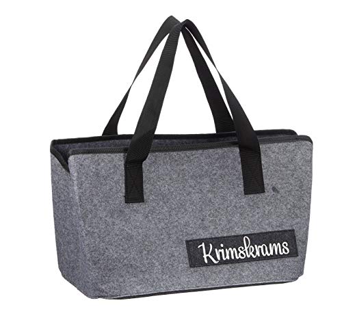 MC Trend Filztasche zur Aufbewahrung mit lustigen Sprüchen Einkaufstasche Tasche Shopper aus Filz (Grau - Krimskrams)