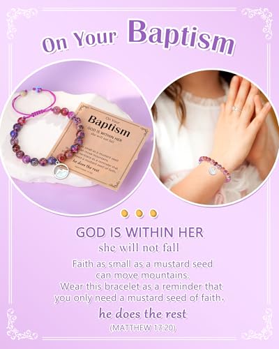 Image of Eryuor Silver /Gold Move Mountains-Mustard Seed Bracelet Baptism Gifts for Girl Catholic Christening Religious Christian Easter Gifts for Girls
