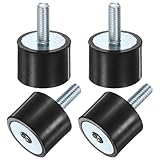 M METERXITY 4-Pack Rubber Mounts D20mmxH15mm Male/Female Vibration Isolators Cylindrical Shock Absorber W M5 x 15mm Studs for Air Compressor/Car/Pump/Boat/Garage Motor/Bobbins Rubber Isolators