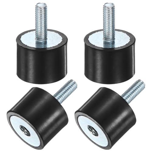 M METERXITY 4-Pack Rubber Mounts D20mmxH15mm Male/Female Vibration Isolators Cylindrical Shock Absorber W M5 x 15mm Studs for Air Compressor/Car/Pump/Boat/Garage Motor/Bobbins Rubber Isolators