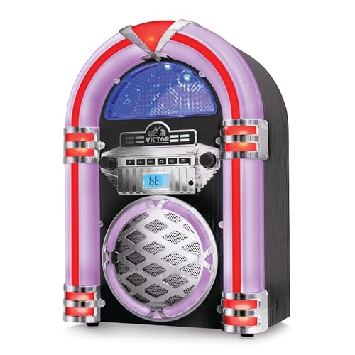 image for VICTOR Wilshire Desktop Bluetooth Jukebox with FM Radio, Built-in Ster