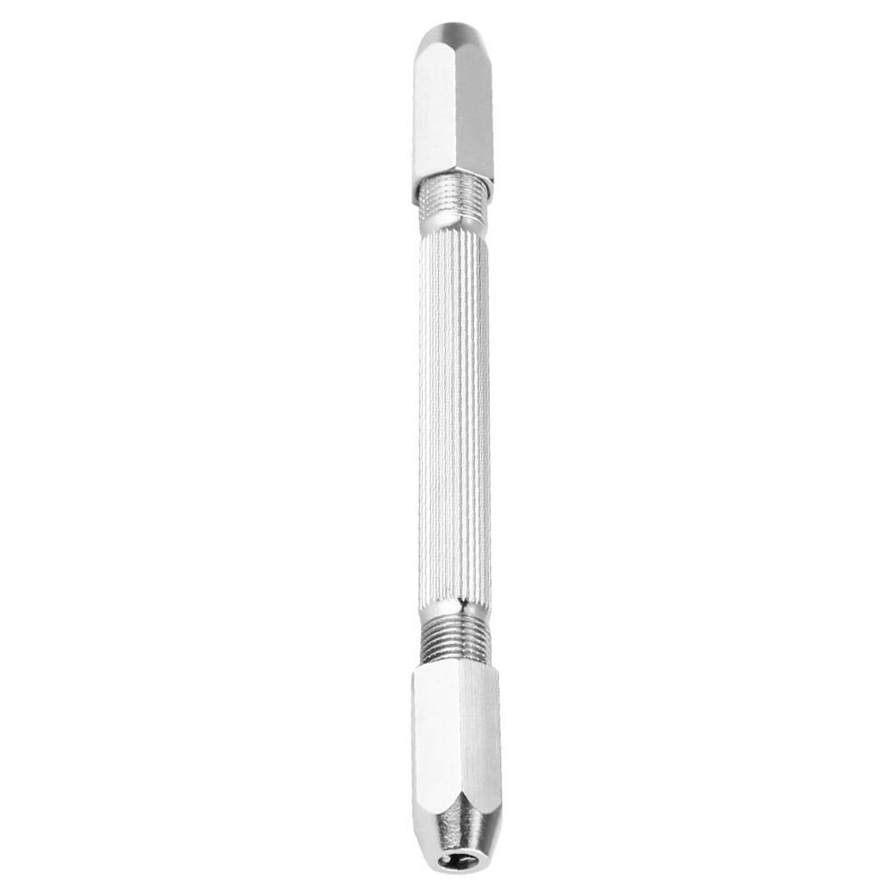 Walfront 1 Count Mini Manual Drill, White Steel, 0-3mm, Silver, 10.5cm x 1cm x 1cm, 23g/0.8oz, Spiral Flute, Straight Shank, Finish, Wood, Linden, Bone Horn, Olive Stone, Walnut, Plastic
