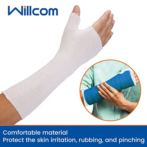 Willcom Wrist Brace With Thumb Spica Liner (Pack Of 10), Comfort Thin Hand Care Sock For Splint Support, Cotton Stockinette Tubular Bandage Protection Sleeve, Cast Cover For Arm Skin Pre-Wrap (M) #TOP1
