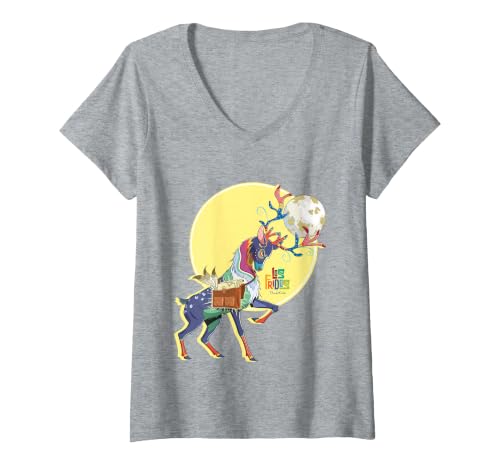 Mujer Los Fridos x FridaTM - Ciervo Luna Coyo Camiseta Cuello V