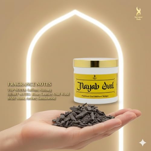 Image of Nayab Oud Bakhoor Premium Arabic Agarwood Wood Chips, 40g Jar | Long-Lasting Oudh Fragrance for Home, Meditation & Majlis | 30+ Sessions | Natural Chemical-Free