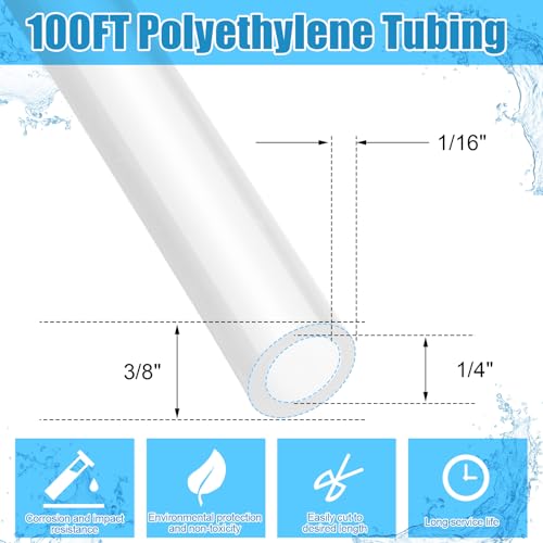 Image of Nuanchu 100ft Polyethylene Tubing, 3 /8 inch Od, 1 /4 inch ID, 0.062 inch Wall Polyethylene Tubing Food Grade White Translucent Hose for Beverage Pump, Homebrew, Brewing