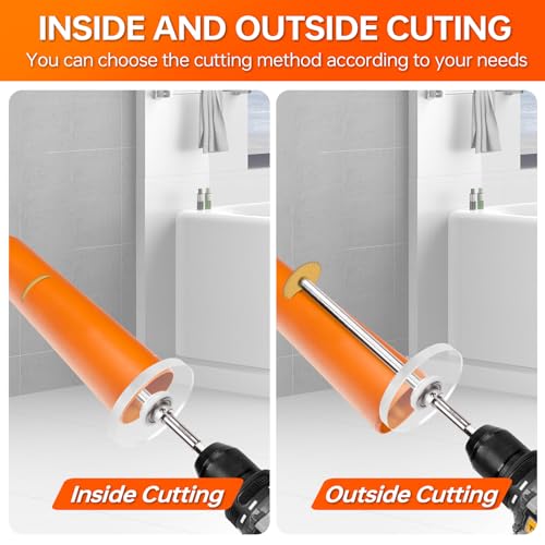 Image of THINKWORK Inside Pipe Cutter for PVC Pipe, Cutter Tool Set with 7 inch Scale Adjustable Depth Gauge, 5PCS Saw Blades and Hex Shank, Plumbing Internal Plastic PVC Pipe ABS Cutter Set
