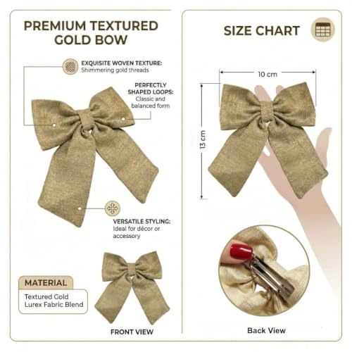 Image of Radhu & Kabby Premium Shimmer Bow Hair Clips for Women | Long Tail Statement Ribbon Bows