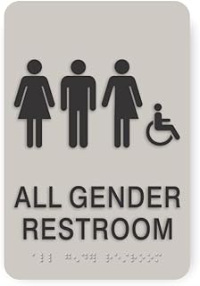 ADA All Gender Accessible Restroom sign, 6” x 9”, ADA Compliant Bathroom Sign for Building or Business, Many Colors Choices, Made in USA (Cement)