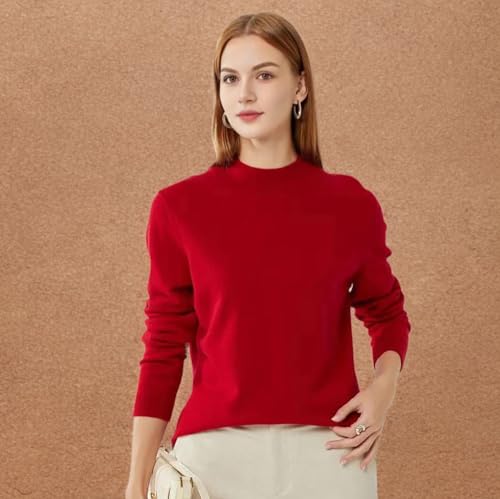 100% Pure Cashmere Sweaters for Women Mockneck Long Sleeve Warm Soft Lightweight Knit Pullover4