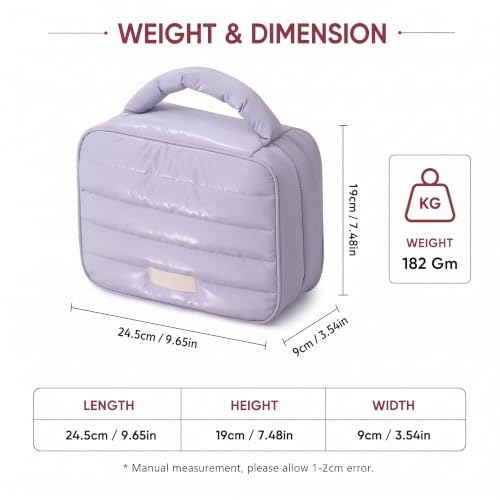 Image of WEMOL Travel Fashion Cosmetic Organizer Storage Bag, Soft Padded - Lavender
