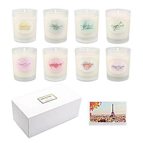 Scented Candles Gift Set, Soy Wax 2.5 oz Per Cup Portable Glass Candles Women Gift for Aromatherapy 8 Pack