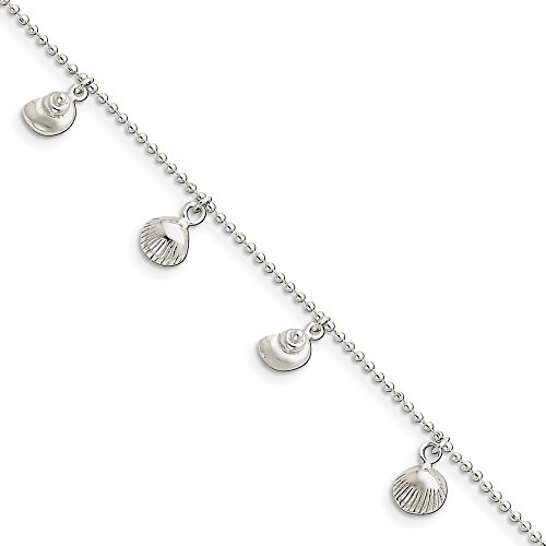925 Sterling Silver Sea Shell Mermaid Nautical Jewelry 8 Inch Plus 1 Adjustable Chain Size Extender Anklet Ankle Beach Bracelet Seashore Fine Jewelry For Women Gifts For Her