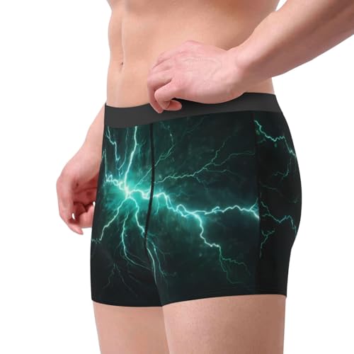 Green Lightning Flash Print Underwear For Men Comfy Cozy Holiday Boxer Briefs3