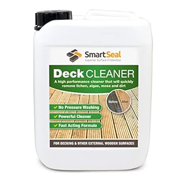 SmartSeal Deck Cleaner - Powerful And Efficient Composite Decking Cleaner & Fence Cleaner- No Pressure Washing - Concentrated Formula Decking Cleaner for Wood - Removes Algae Easily! (5 Litre)
