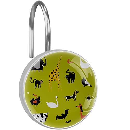 12 confezioni di ganci decorativi per tenda da doccia, in acciaio inox, per bagno, tenda da doccia, con giraffa, ragno di manzo