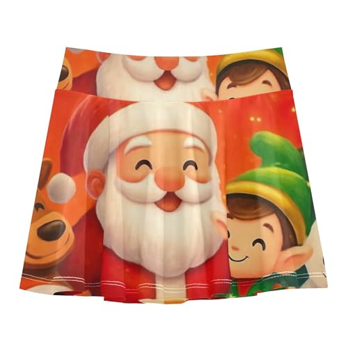 Dance Athletic Shorts for Girls Skorts Kids Tennis Skirts Teen Skirt Merry Christmas Red 4t