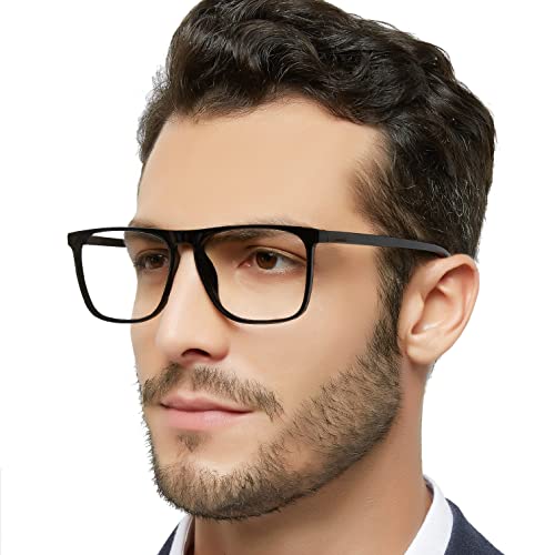 OCCI CHIARI Men's Black Reading Glasses 1.25 Large Readers Glasses for Men Lightweight Glasses Sturdy Hinge (Black, +1.25)