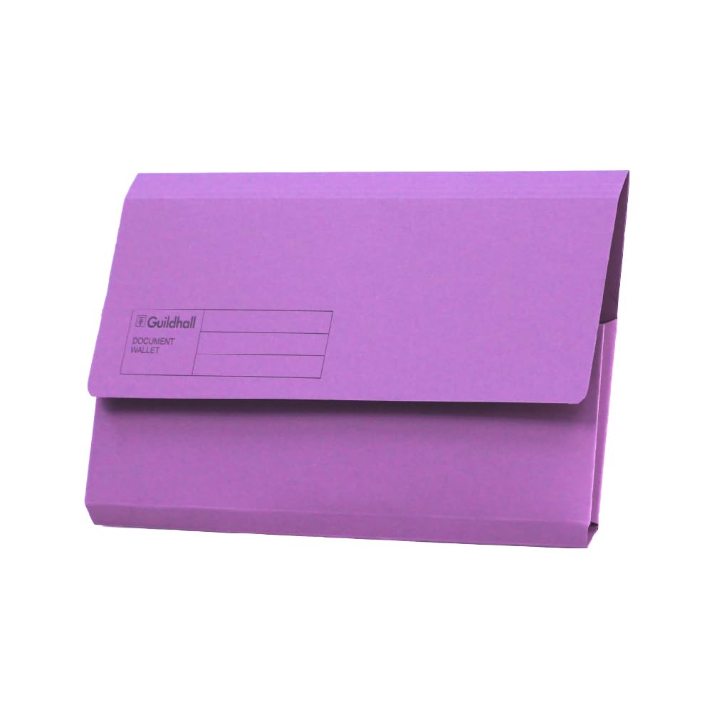 Exacompta Guildhall Document Wallets, 285 gsm, Foolscap - Violet, Pack of 50