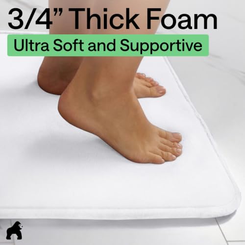 Image of GORILLA GRIP Thick Memory Foam Bath Rugs, Soft Absorbent Velvet Bathroom Mats, Durable Dots on Underside, Machine Washable Bathmat, Carpet Rug Room Decor for Shower Floor, 42x24 Mat, White