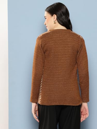 Image of Aarika Womens Winter Wear Green Colour Zig Zag Woolen Cardigan