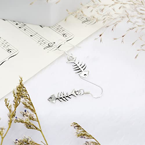 AeraVida Charming Funky Fishbone Skeleton .925 Sterling Silver Dangle Earrings | Casual Sterling Silver Dangle Earring for Women | Jewelry Gift4