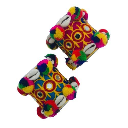 Garba Navratri Jewellery Sets for Women Multicolor Embroidered Fabric Silver Oxidised Afghani Bangles Sets Baloya Set for Women and Girls