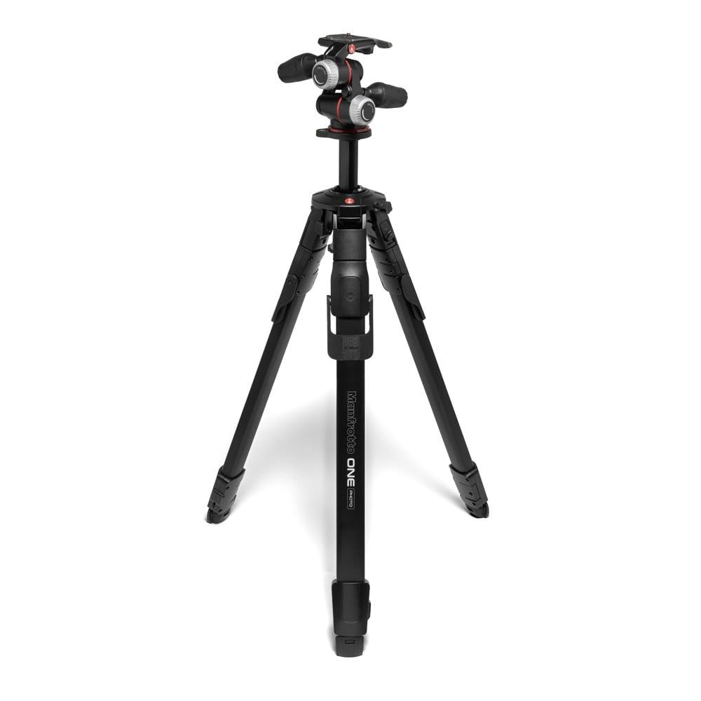 Manfrotto One Photo, Aluminium Tripod Kit, With Xpro 3-Way Head, 12Kg Load, 90° Horizontal Column, Xtend Legs Fast Setup, Modular Feet, Professional Photo Tripod Kit For Dslr & Mirrorless Cameras