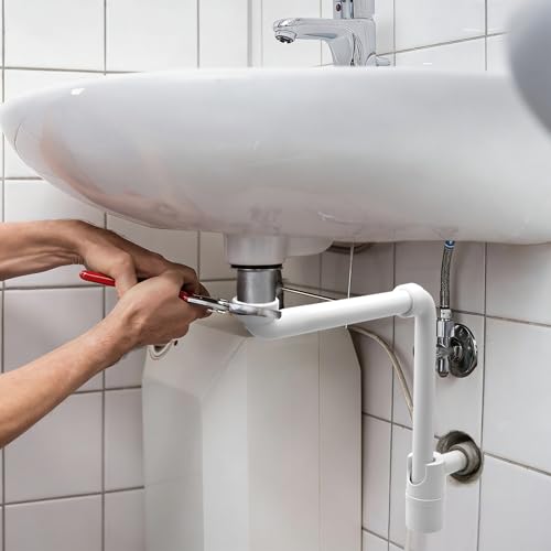 TETEWEVER 1 1/4 Zoll Raumsparsiphon Geruchsverschluss für Waschbecken, Siphon Flach Raumsparsiphon Waschtisch 360° Einstellbarer Siphon Waschtisch Abflussrohr mit Geruchsverschluss für Badezimmer