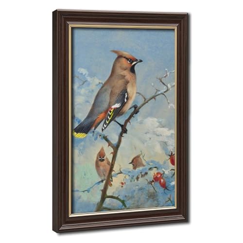 Oiseau Waxwing Peinture Toile Poster Idée Cadeau Idéal pour Salon et Chambre