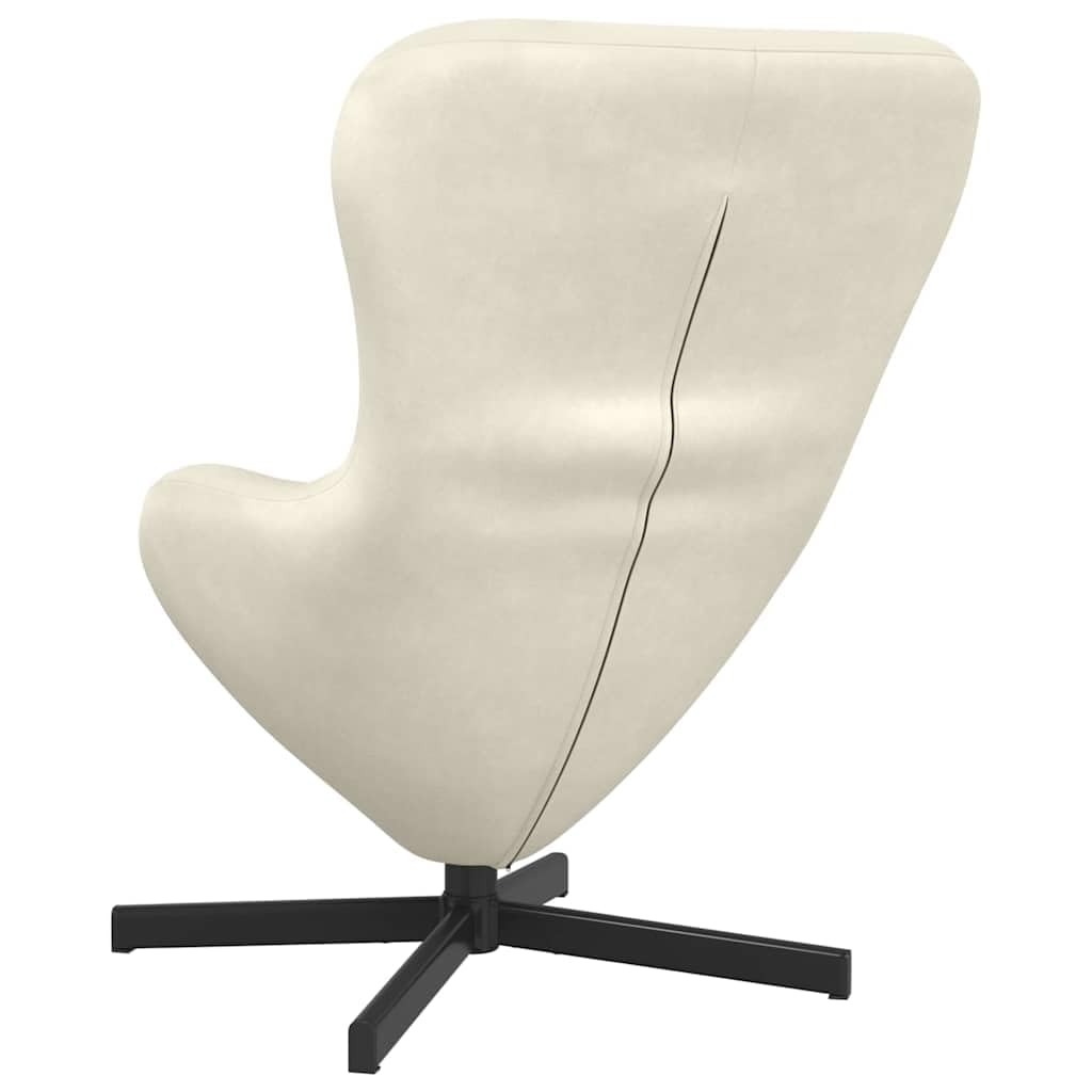 Poltrona a uovo color crema in velluto con telaio in metallo, 63 x 73 x 90 cm, moderna sedia lounge per soggiorno, camera da letto, relax, lettura, comfort, ergonomica